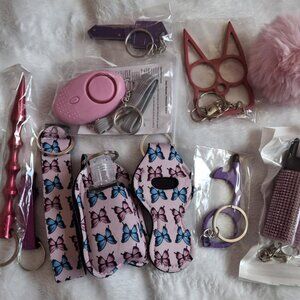 11pc Pink Butterfly Safety Keychain